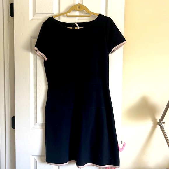 J. Crew Dresses & Skirts - J. Crew Black Fit-and-Flare Dress with Pink Trim